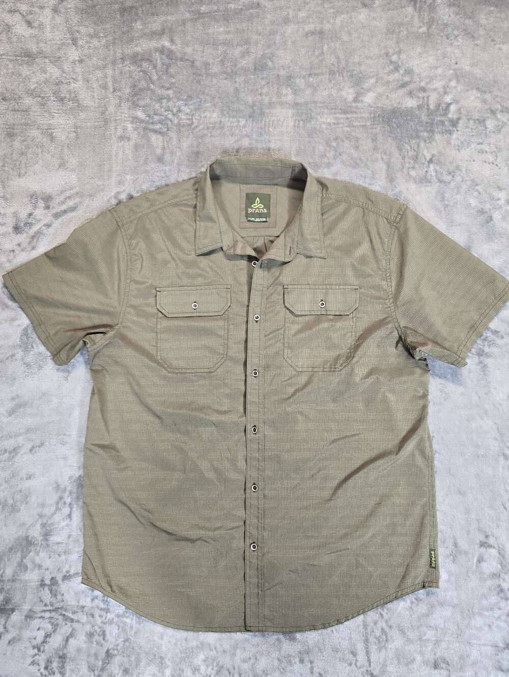 Prana Cayman Short Sleeve Button Up Shirt Size XL Green